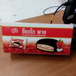 ยูโร่ช็อกโกพาย มาร์ชเมลโล่และแยมราสเบอร์รี่เคลือบช็อกโกแลต 204กรัม  12ชิ้น