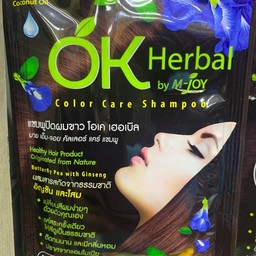 เเชมพูปิดผมขาว OK Herbal สีน้ำตาลเข้ม