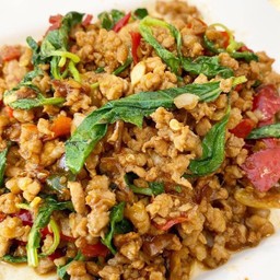 กระเพาหมูสับ(เป็นกับ)
