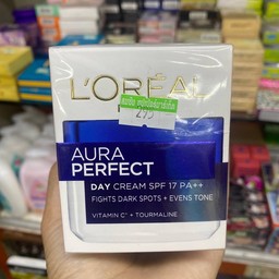 ครีมลอรีอัล ปารีส ออร่า เพอร์เฟ็ค สีน้ำเงิน เดย์ครีม Spf17pa++ ขนาด50มล.