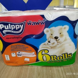 ทิชชูม้วน พัลพ์พี่ แพ็ก6 หนา2ชั้น ยาวรวม186เมตร
