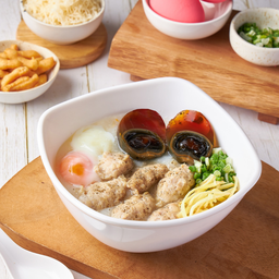 โจ๊กหมูเน้นๆ+ไข่ลวก+ไข่เยี่ยวม้า