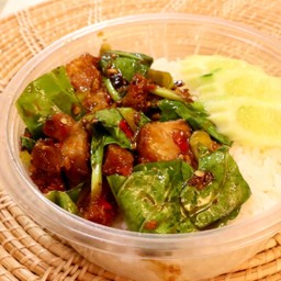 Kale And Crispy Pork With Rice