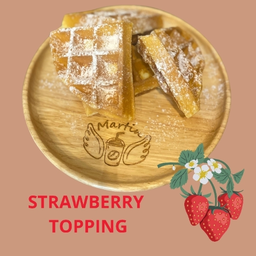 Waffles with Strawberry topping  วาฟเฟิลพร้อมสตรอว์เบอรรี่ท๊อปปิ้ง