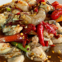 ตำเหลากุ้งสดหอยนางรม น้ำปลาร้า