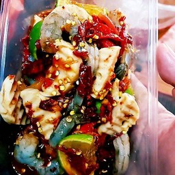 ตำเหลาหมูยอกุ้งสด