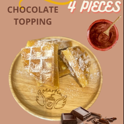 Waffles  with chocolate topping วาฟเฟิลพร้อมชอคโกแลตท๊อปปิ้ง 4ชิ้น