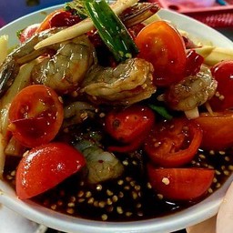 ตำเหลากุ้งสด+น้ำอัดลม