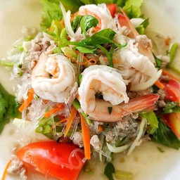 ยำวุ้นเส้นหมูสับกุ้งสด