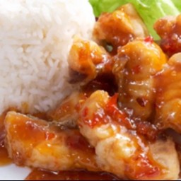 เนื้อปลากะพง3รสราดข้าว