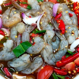 ยำกุ้งสด (หรือลวก)