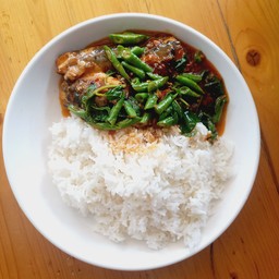 ข้าวราดผัดกระเพราปลากระป๋อง