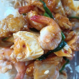 กุ้ง ผัดไข่เค็ม ราดข้าว