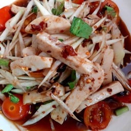 ตำมะละกอหมูยอหนังลวก