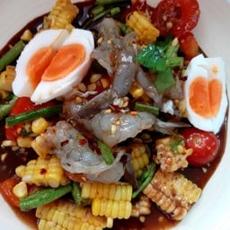 ตำข้าวโพด+กุ้ง+ไข่เค็ม