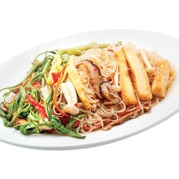 หมี่ขาวผัดผักกระเฉดเจ