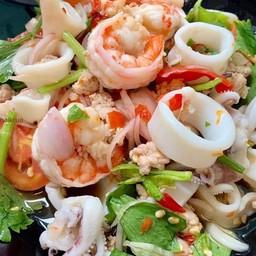 ยำ หมึก กุ้ง