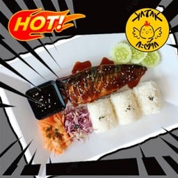 [อร่อยซ่ากับโค้ก] ข้าวปลาซาบะย่างซอสเทอริยากิ +  โค้ก ออริจินัล (กระป๋อง) 