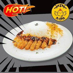 ข้าวไก่ทอดซอสเผ็ด