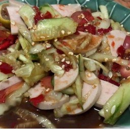 ตำแตงปลาร้าหมูยอกุ้งสุก