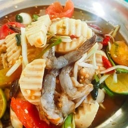 ตำหมูยอ+กุ้งสด