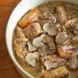Potato gnocchi, truffle sauce, mascarpone, parmesan, fresh black truffle
