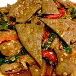 ข้าวราดกระเพราตับหมู+ดาว(หรือไข่ต้ม)