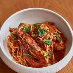 Tiger prawn fra diavolo spicy spaghetti with tiger prawns