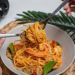 สปาเก็ตตี้กุ้งซอสพริกขี้หนู อร่อย ลองเลย