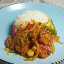 ผัดพริกเผาหมูราดข้าว