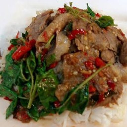 กะเพราเป็ดราดข้าว