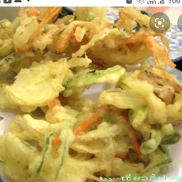 กุ้ง+ผักทอด
