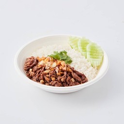 ข้าวเนื้อสันคอผัดกระเทียม