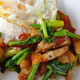 ข้าวคะน้าหมูกรอบ