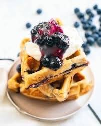 Banana Blueberry drizzled waffle