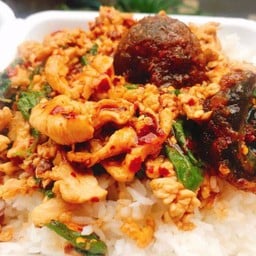 กะเพราไก่ ไข่เยี่ยวม้า