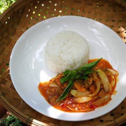 ข้าวหอยลายผัดพริกเผา