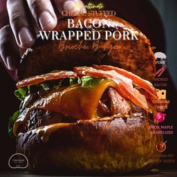 The Utimate Cheese Stuffed Bacon Wrapped Brioche Burger