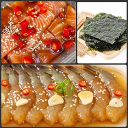 แซลมอน+กุ้ง+สาหร่าย ดองน้ำปลาไซส์ L