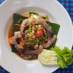 ตำไหลบัว(สายบัว)ใส่กุ้งสด