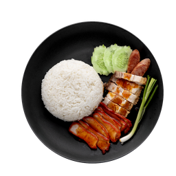 [ร้านข้าวหมูแดง หมูกรอบ] ข้าวหมูแดง+หมูกรอบ