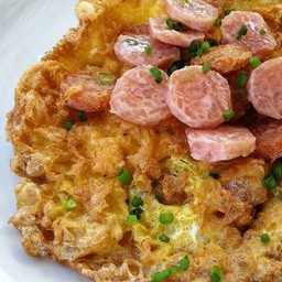 ไข่เจียวแหนม ไข่3ใบแบบจุกๆ