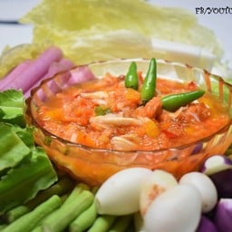 น้ำพริกไข่ปู+ผัก