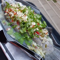 ปลากระพงนึ่งมะนาว