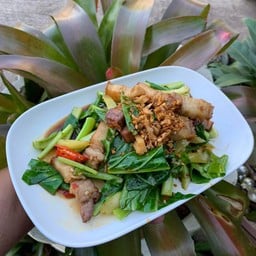 ผัดคะน้าหมูกรอบ