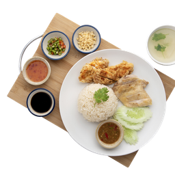 [ร้านอิ่มดี ข้าวมันไก่] ข้าวมันไก่ต้ม + ไก่ทอด