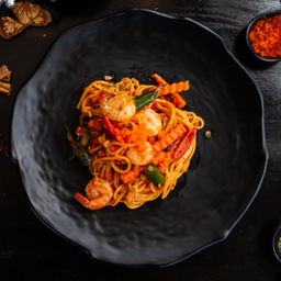 Dสปาเก็ตตี้ผัดมันกุ้ง