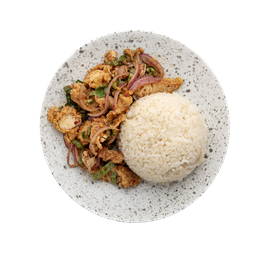 [ร้านอิ่มดี ข้าวมันไก่] ข้าวยำไก่แซ่บ