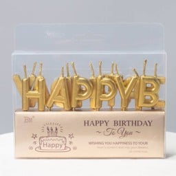 เทียน Happy Birthday สีทอง