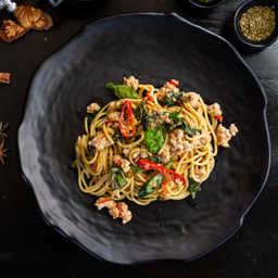 Dสปาเก็ตตี้กระเพราหมู